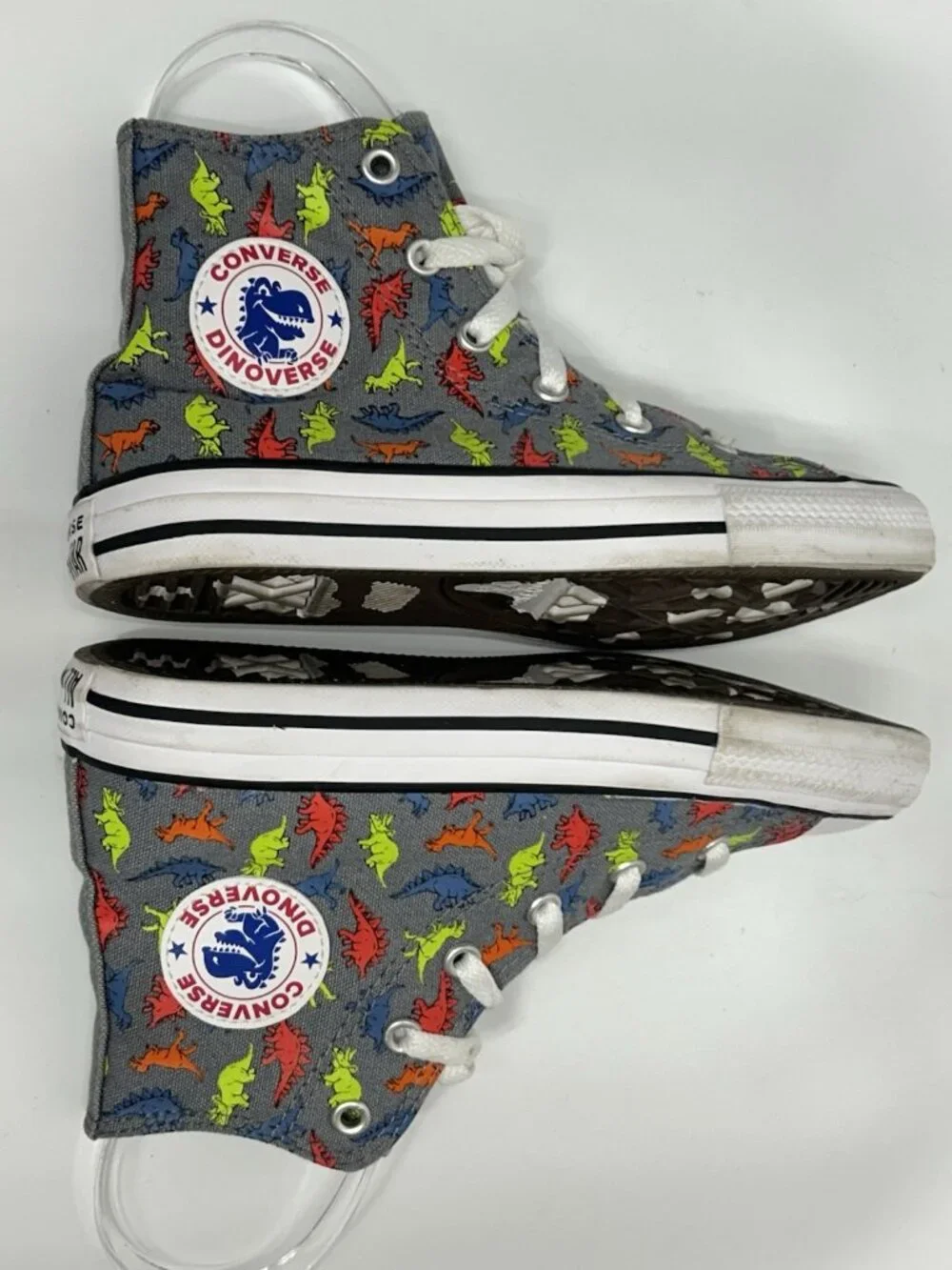 Converse•DINOVERSE•Chuck Taylor All Star Hi Tops•Junior Size 1 EUC Dinosaurs